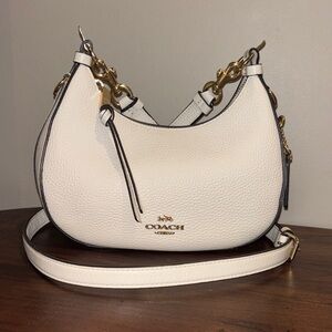 Coach Ivory Leather Shoulder Bag with Gold Accents